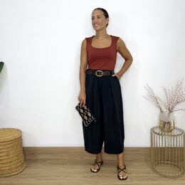 Pantalón barrel negro cinturón