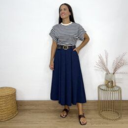 Falda MIDI tablas cinturón azulón