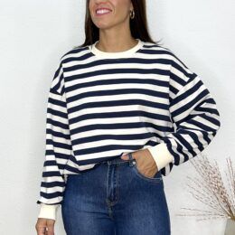 Sudadera rayas azul marino