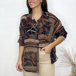 Camisa gasa cadenas negra