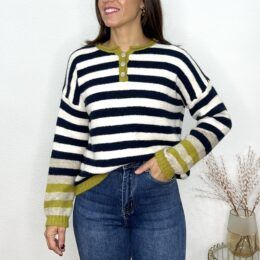 Jersey rayas botones escote