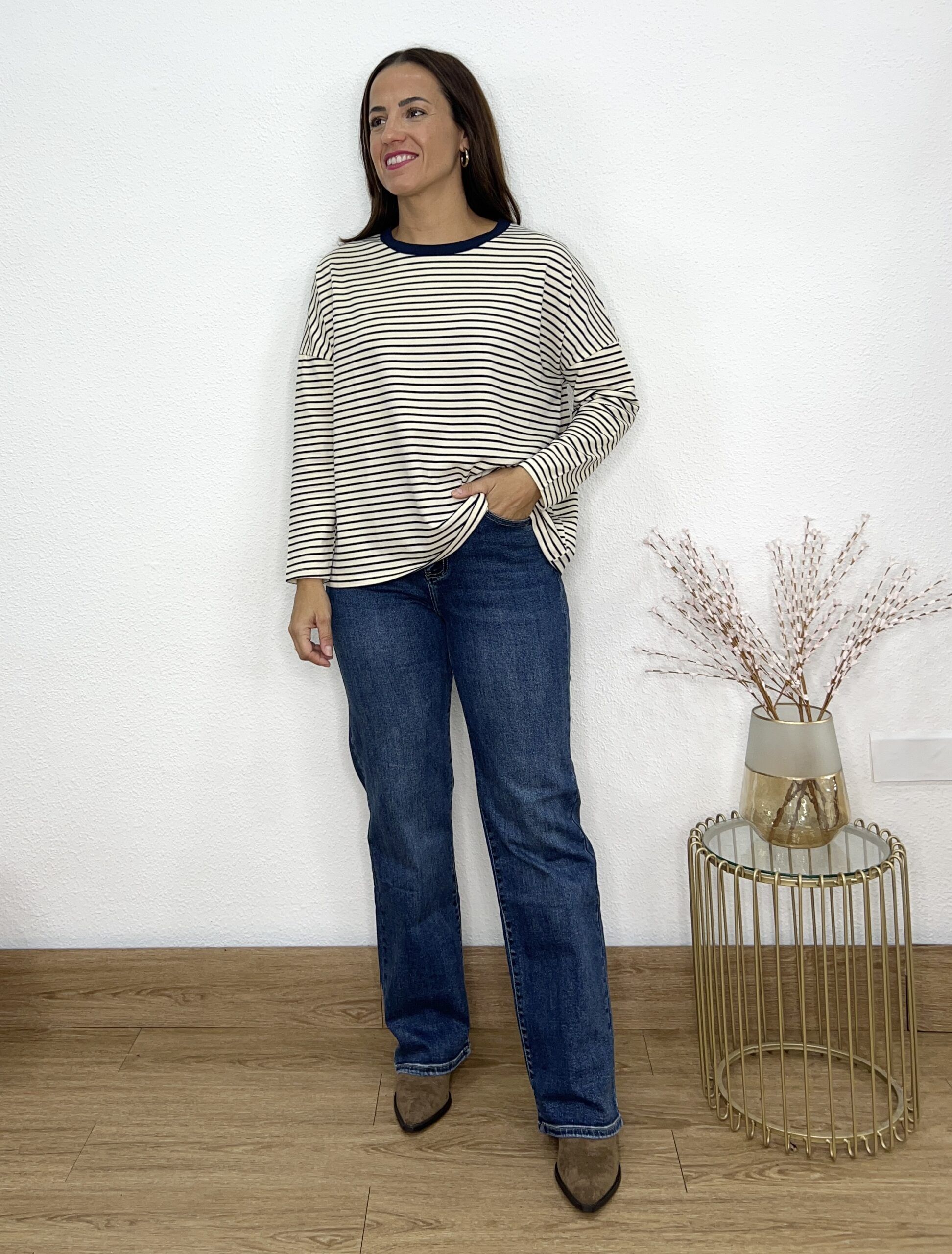 Camiseta oversize rayas azul marino - Imagen 2