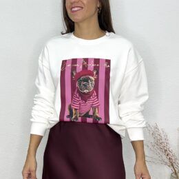 Sudadera bonjour rayas rosas/burdeos